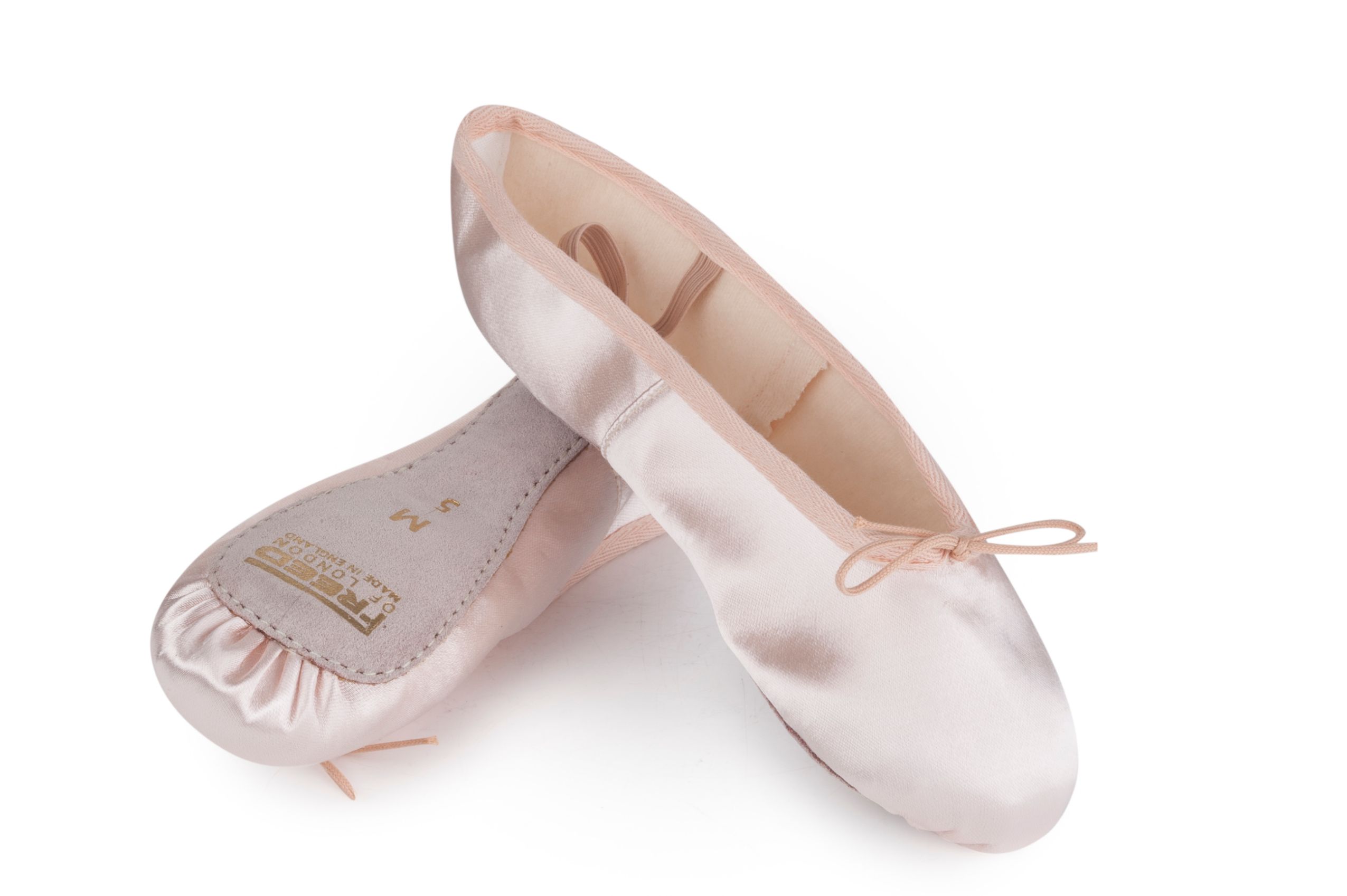 pink satin ballet shoes with ribbons