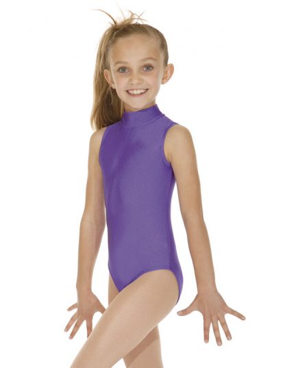 LEOTARD SLEEVELESS POLO NECK NYLON LYCRA Zip or keyhole back-0