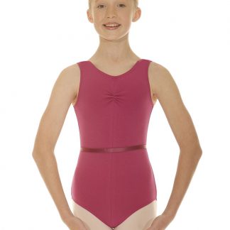 First Steps Girls Mulberry Sleeveless Ruched Leotard -0